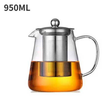 A76X-Heat Glass Teapot With Stainless Steel Tea Stra Flower Kettle Teawareiner Infuser Set Puer Oolong Pot