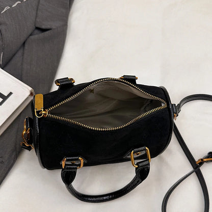 Vintage Brown PU Leather Boston Bag Women's Lightweight Small Crossbody Bag Luxury Designer Handbag Shoulder Bags for Phone