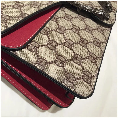 Fashionable Mini Printed Chain Women's Bag Crossbody Shoulder Bag Soft PU Leather Square Shape Bag with Phone Pocket