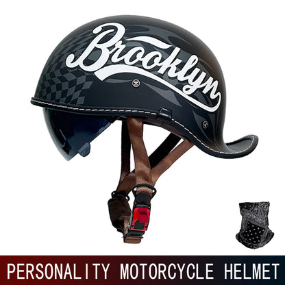 DOT motorcycle retro helmet scoop helmet for men and women summer half helmet cruise motorcycle tilt helmet commuter personality