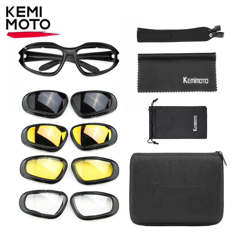 KEMiMOTO Motorcycle Glasses UV400 Polarized Sunglasses For Shooting Eye Protection Windproof Moto Goggles Antifog For Cycling