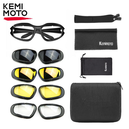 KEMiMOTO Motorcycle Glasses UV400 Polarized Sunglasses For Shooting Eye Protection Windproof Moto Goggles Antifog For Cycling