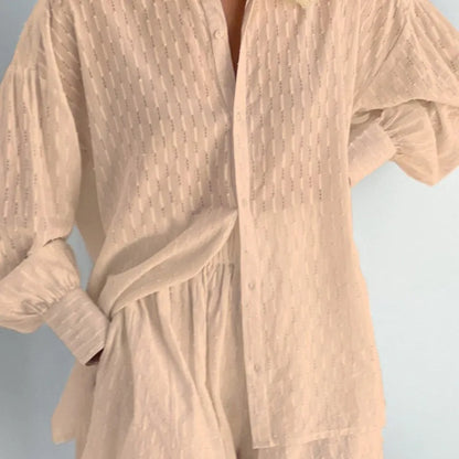 Women's Two Piece Set Outfits Summer Fashion Loose Shorts Long Sleeved Elegant Shirt 2 Piece Sets Suit For Women Streetwear 2026
