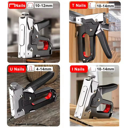 4 In 1 Manual Nailing Gun Construction Stapler Air Nail Woodworking Special Staple Book Household DIY with 800 Staple