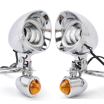Motorcycle Headlight Spot Fog Light With Turn Signal Light Bar For Harley Cruisers Kawasaki Suzuki Honda VT VTX Shadow