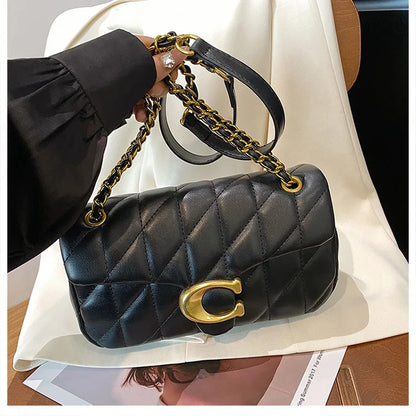 Luxury Fashion Women's Chain Handbag PU Leather Girls Shoulder Messenger Bag Brand lightweight Commuting Bag Tassel Square Bag