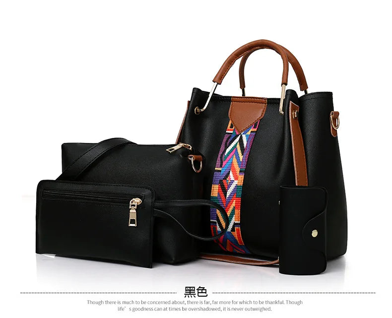 Fashionable Women's Shoulder Bag Hot Sale Of The Season New Style Mother-Child Multi-piece Set Colorful Ribbon Ladies Handbag Si