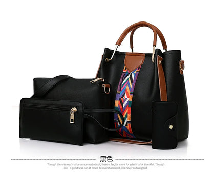 Fashionable Women's Shoulder Bag Hot Sale Of The Season New Style Mother-Child Multi-piece Set Colorful Ribbon Ladies Handbag Si