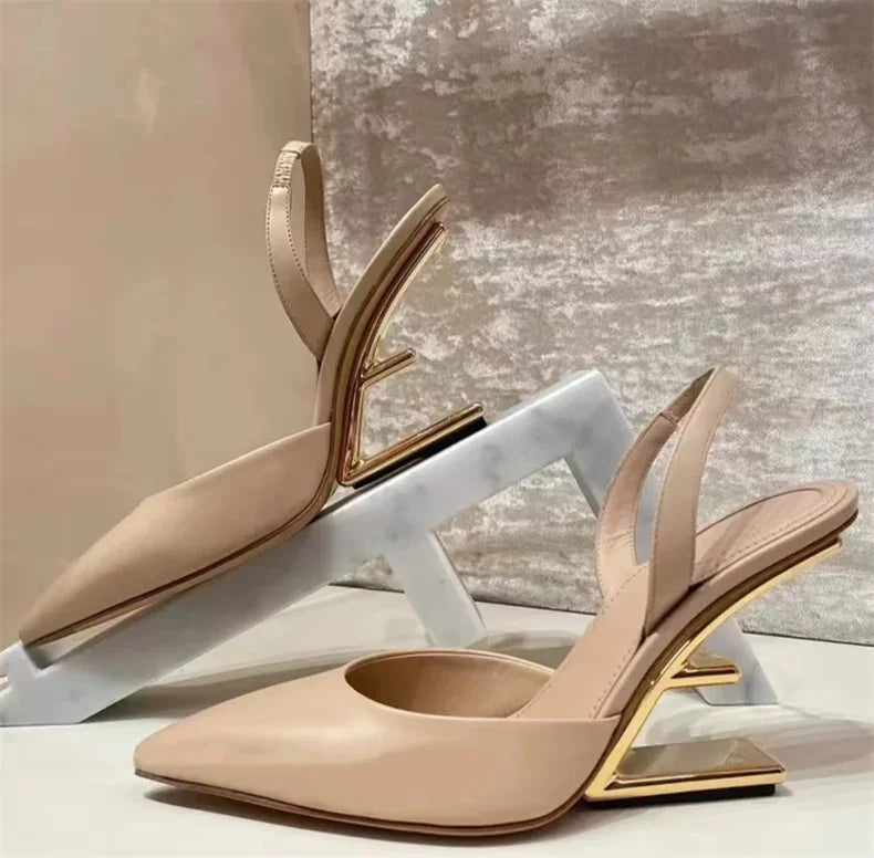 Women Single Shoes Fashion Sexy Anti Slip High Heels 2025New Special-shaped Half-support Simple Banquet Shoes for Women Footwear