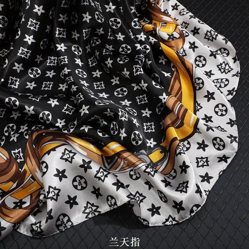 90*90CM Fashion Scarves for Women Shawl Print Silk Satin Hijab Scarf Female Bandana Luxury Brand square Shawls Scarfs For Ladies
