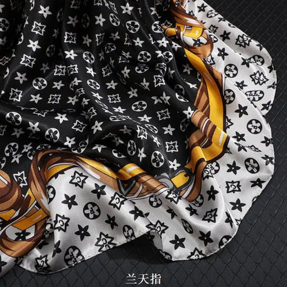 90*90CM Fashion Scarves for Women Shawl Print Silk Satin Hijab Scarf Female Bandana Luxury Brand square Shawls Scarfs For Ladies