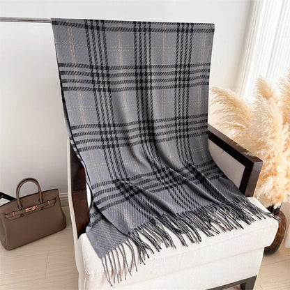 Houndstooth Scarf Men Women Autumn Winter Cashmere Scarves Wrap Student Fashion Thicken Warm Long Tassel Shawl Lady Bufanda New