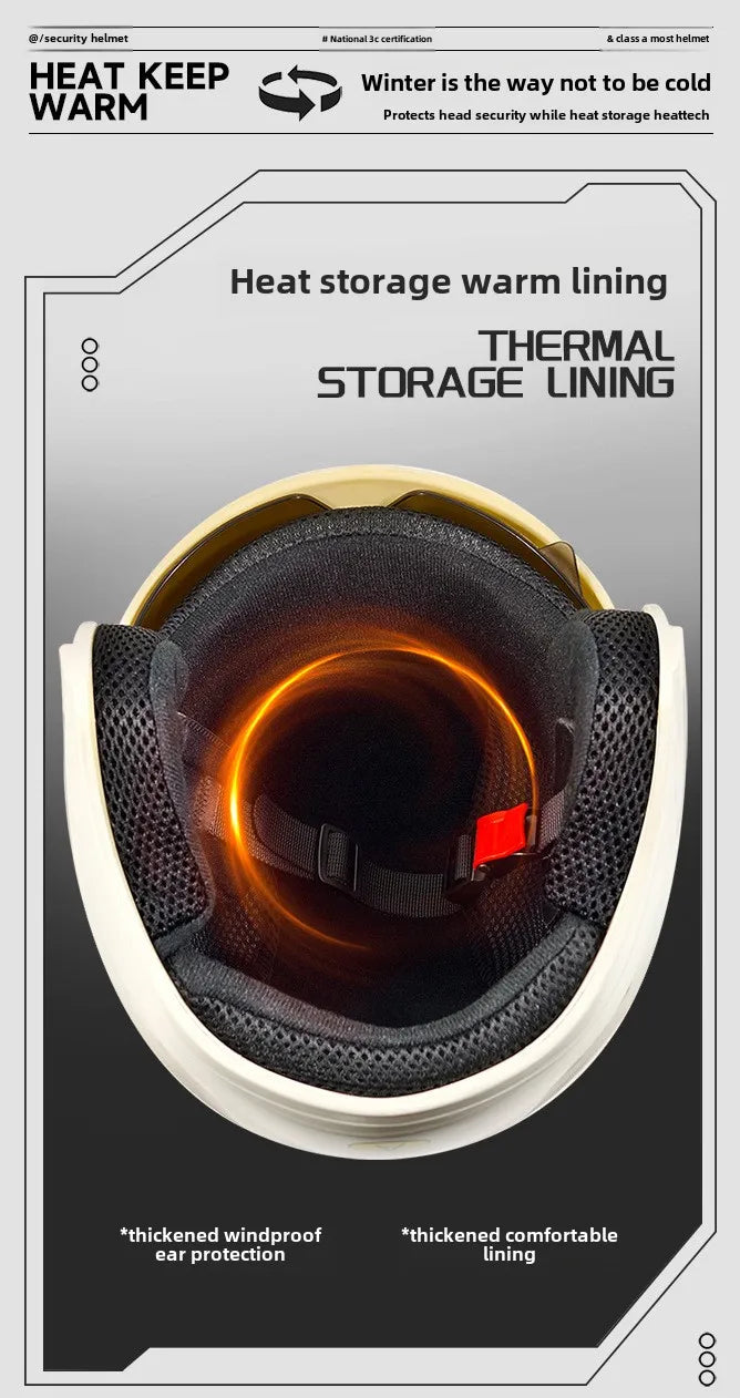Uniform Size 58-62CM Helmet Motorcycle Winter Thermal Battery Car Female Winter Male Double Mirror Four Seasons Helmet
