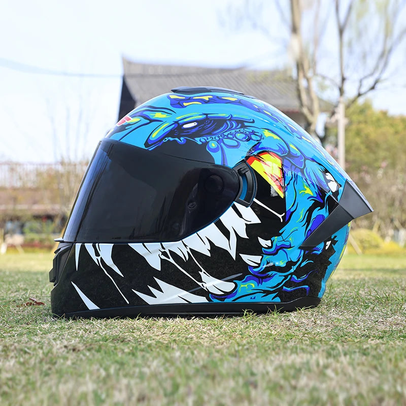 Motorcycle helmet, men's and women's dual lens full helmet, four season couple street bike safety helmet