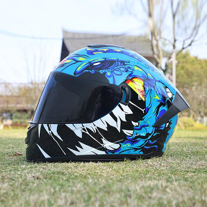 Motorcycle helmet, men's and women's dual lens full helmet, four season couple street bike safety helmet