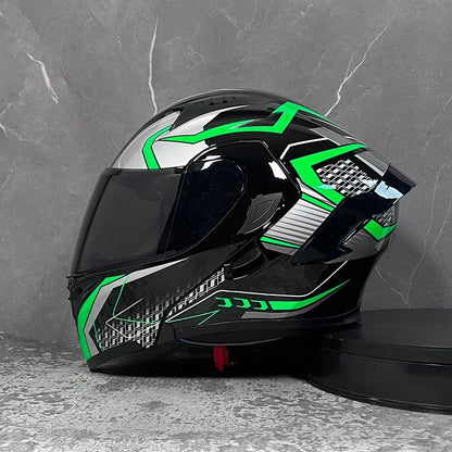 Full Face Motorcycle Helmet for Men and Women - Dual Lens Anti-Fog All Season Riding