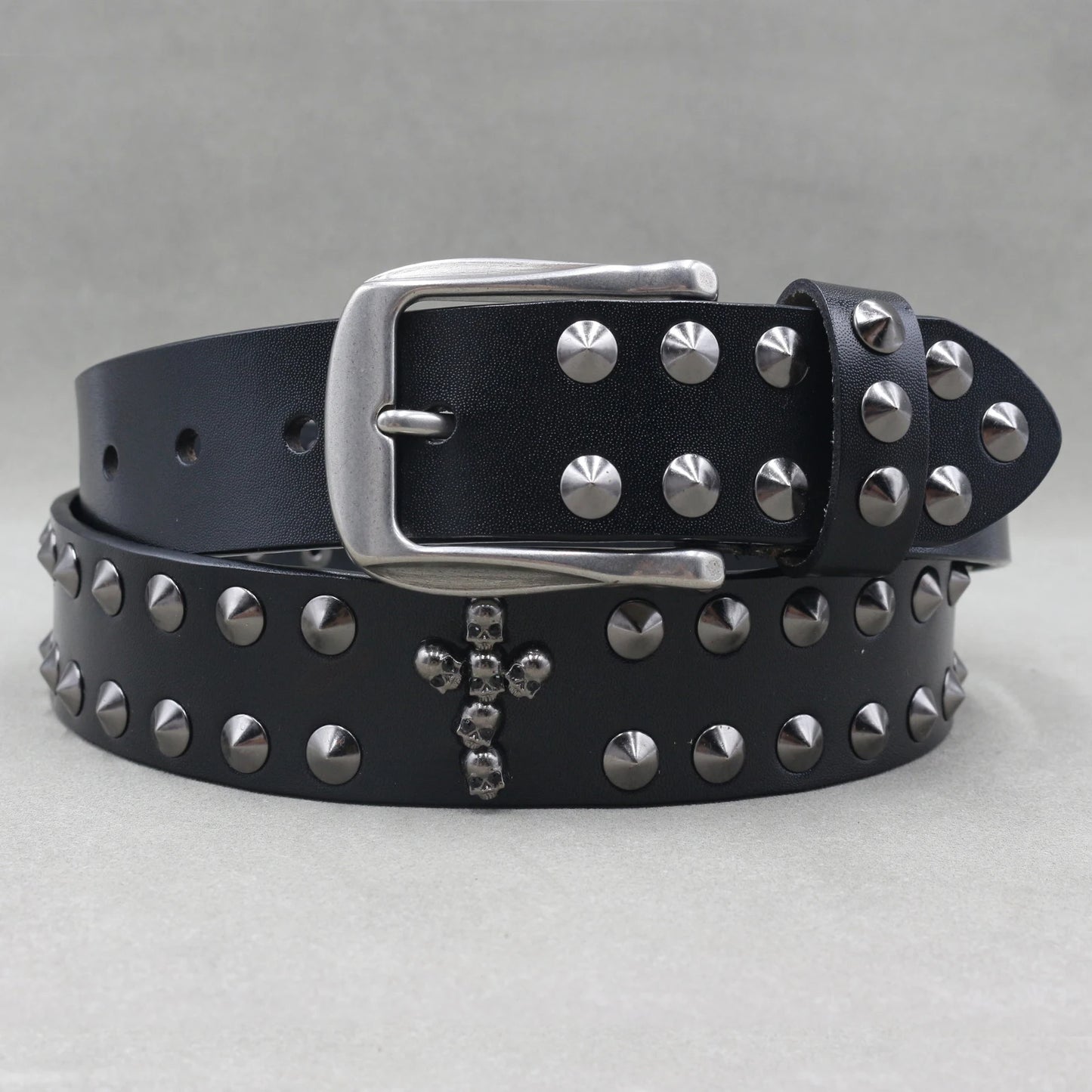NEW Metal Rivet Cowboy Belt Genuine Leather Cowskin Men Belt Punk Rivet Jeans Belts For WOMEN Ceinture Homme Cinturones Hombre