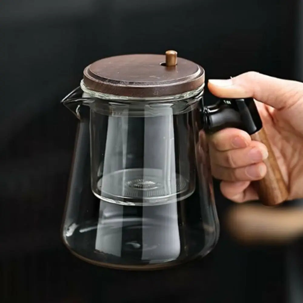 Creative Tea separation Glass Teapot 650ML Heat Resistant Lazy Kungfu Drip Teapot Transparent Press Control