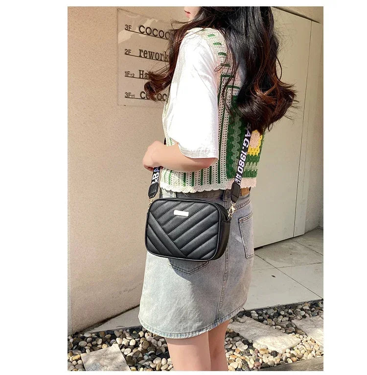 Minimalist Mini Fashionable Quilted Crossbody Bag Wallet, Trendy PU Shoulder Bag, WOMEN'S Casual Handbag and Mobile Phone Wallet