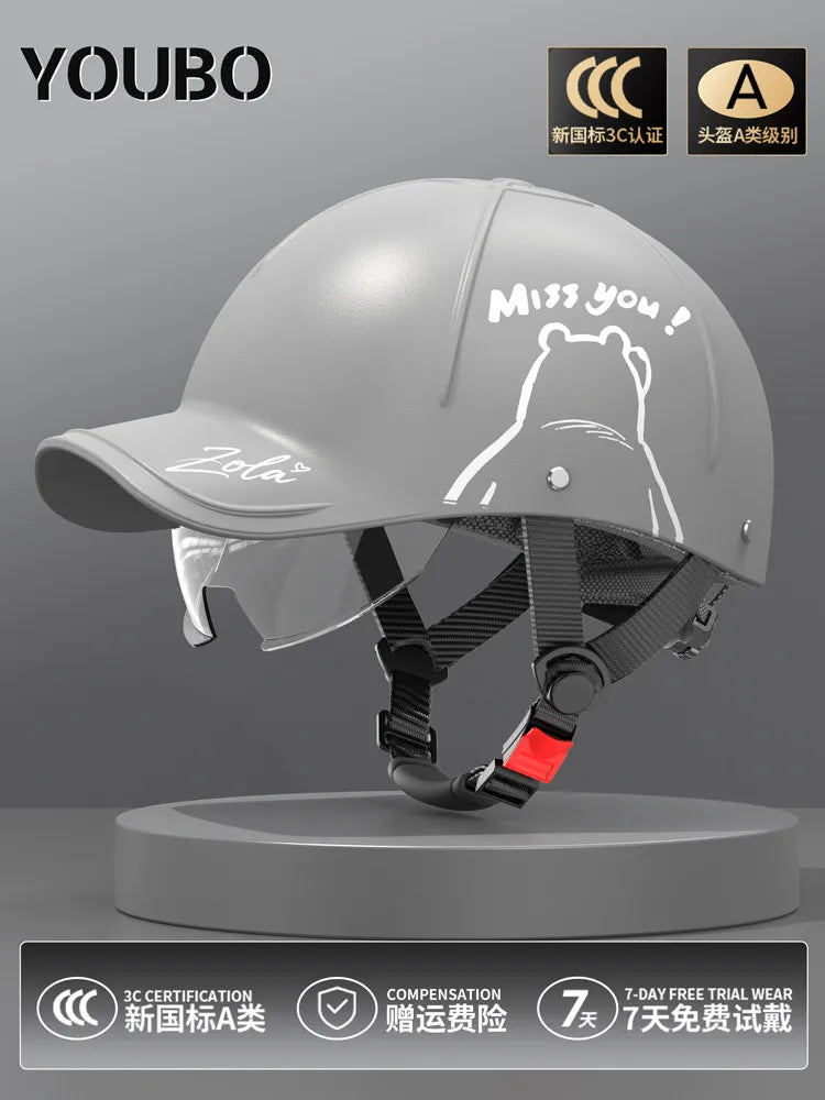 Breathable Summer Motorcycle Helmet 3C Certified Lightweight Baseball Cap Style Unisex Half Helmet