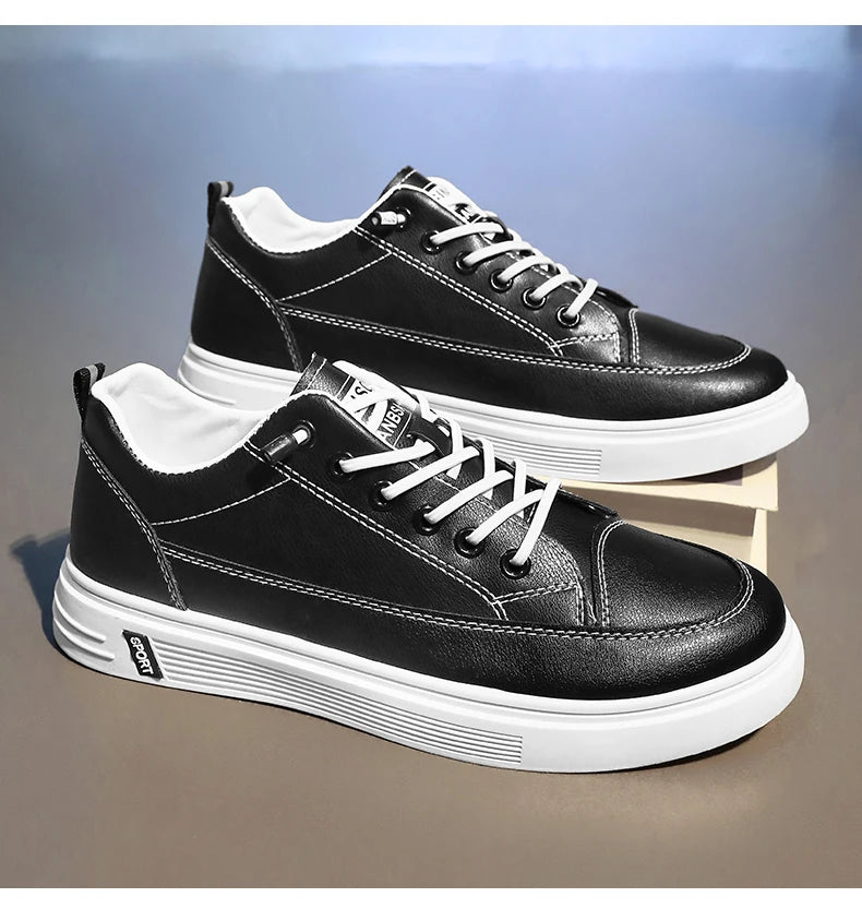 New Style White Sneakers for Men, Korean Version, Trendy Platform Shoes, Versatile for All Occasions, Sporty and Casual Shoes
