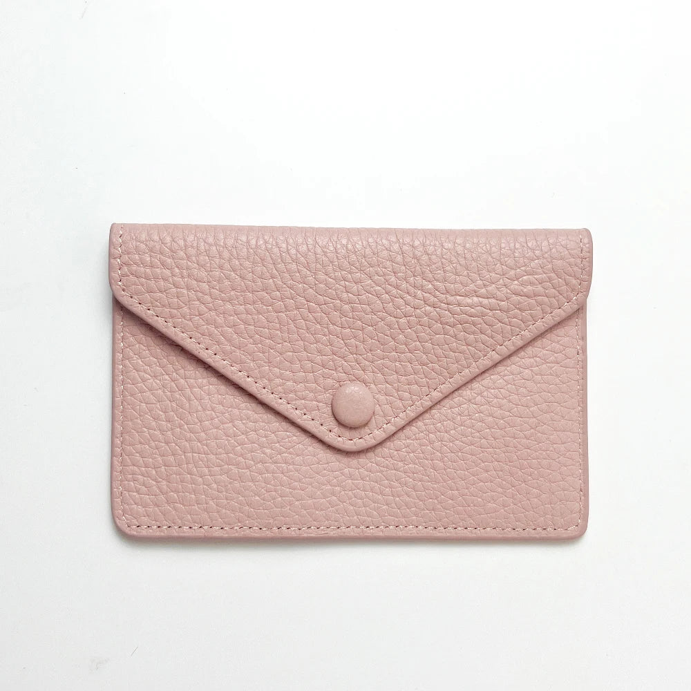 Customized letters, genuine cowhide leather, women's ultra-thin card wallet, women's short envelope, women's wallet