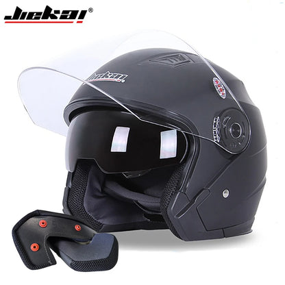 JIEKAI Motorcycle Half Helmet Men Dual Lens Scooter Moto Casco Village Riding Capacete De Moto Motocross Helmets