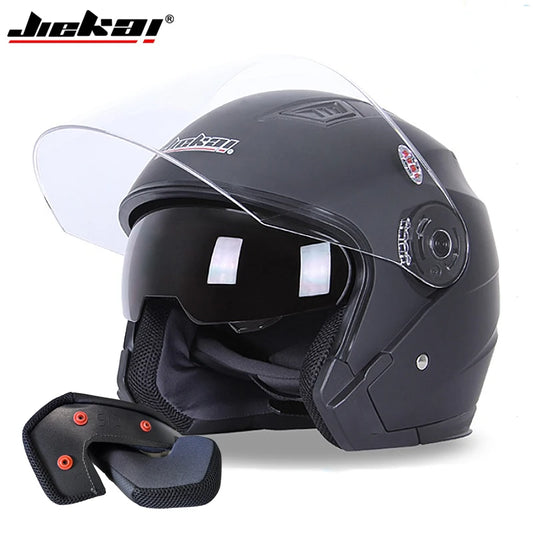 JIEKAI Motorcycle Half Helmet Men Dual Lens Scooter Moto Casco Village Riding Capacete De Moto Motocross Helmets