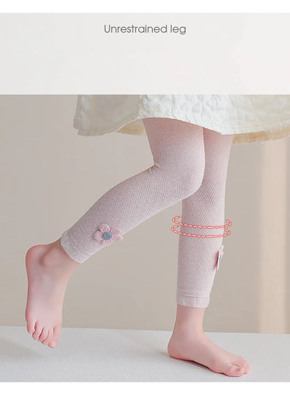Girls Leggings Kids Hollow Out Pants Summer Children's Clothing Pencil Pants Flower Trousers Korean Style