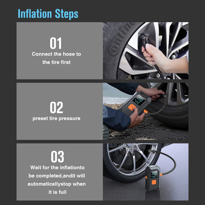 Car Jump Starter Air Pump Power Bank Lighting Portable Air Compressor 4 In 1 Cars Battery Starters Auto Tyre Inflator