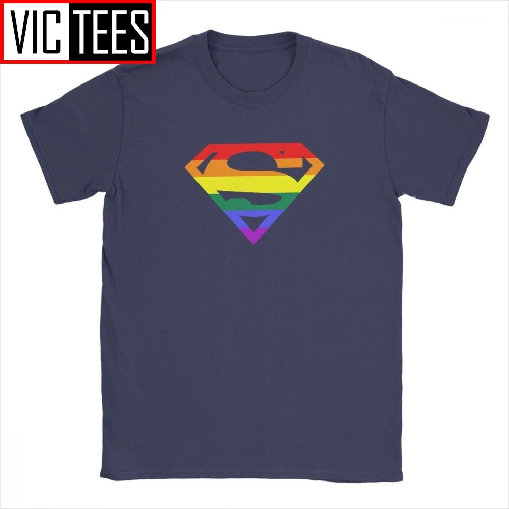 Cool Super Queer T-Shirt Men Round Neck Cotton T Shirt Rainbow Gay Lesbian Pride LGBTQ LGBT Oversized Clothes