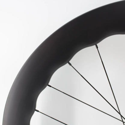 New 700C 65mm wave Road Bike UD Full Carbon Fibre Bicycle Thru Axle Center lock Disc brake Wheelset clincher tubeless rims 25mm