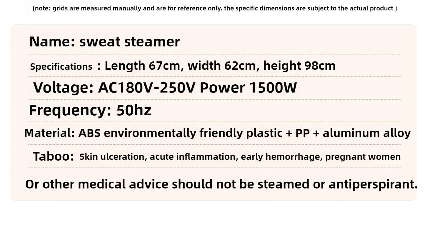 Sweat Steaming Box Household Single Steam Sauna Bath Box Sweating Whole Body Fumigation Machine Foldable Box US JP