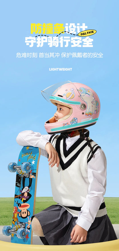 Children's Anti Fall Helmet Cute Cartoon Motorcycle Helmets Electric Bike Helmet Children's Moto Helmets Riding Full Helmet