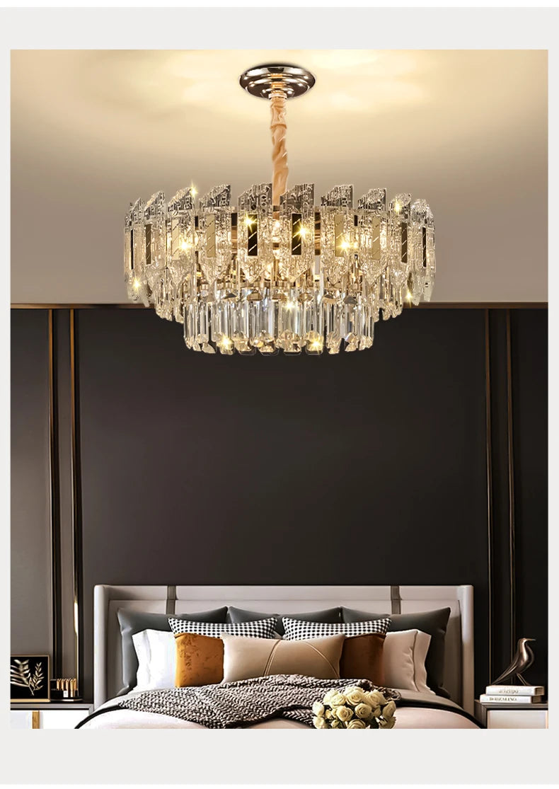 Crystal Hanging Lamps for Living Room Chandelier for Dining Room French Large Nordic Bedroom HQ Ceilling Light Pendant Lamp