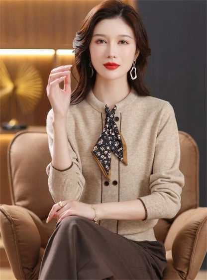 Korean Female Round Neck Pullover Knit 2025 Women Fashion Large Size 4XL Knitted Coat Autumn Ladies Tie Up Sweater Short Jacket