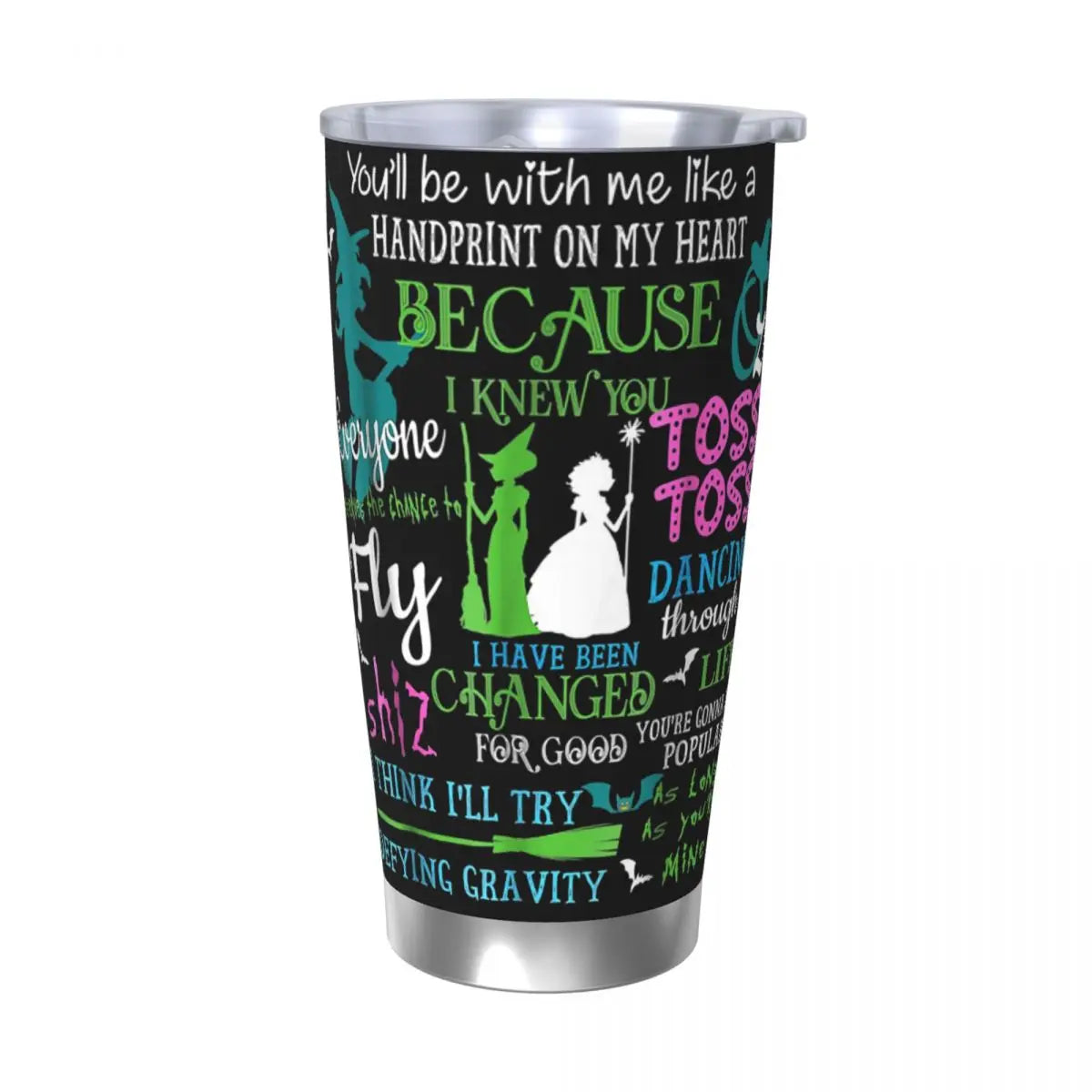 Halloween Wicked Musical Stainless Steel Tumbler Vacuum Insulated Mugs Thermal Cold Bottle Straw With Lid 20oz