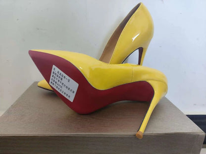 35-48 size slim high heels women's high heels sexy pointed wedding shoes party high heels patent leather neutral shoes