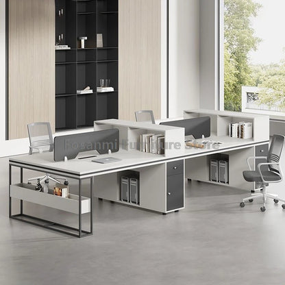 Office Staff Work Desk and Chair Sets Modern Computer Desks with Storage Drawn and Screen Home Furniture Swivel Chairs Table Set