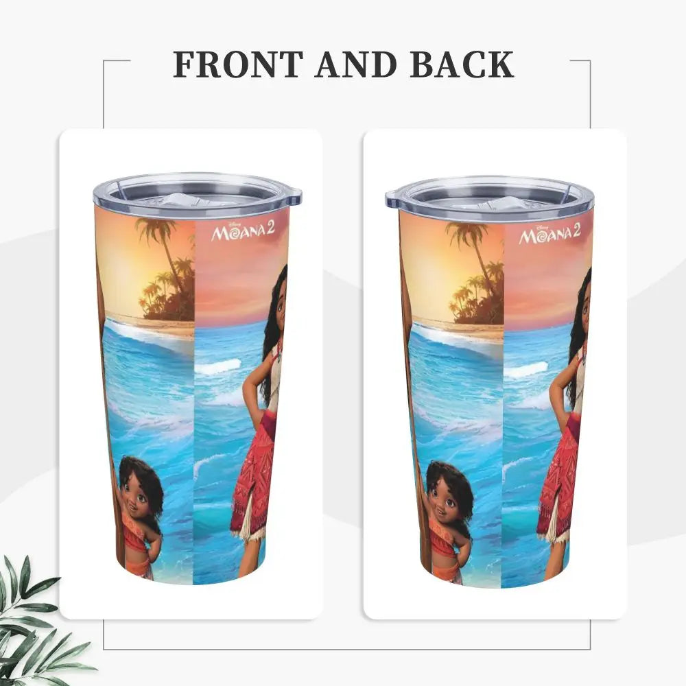 Moana and Pua Cartoon Movie Insulated Tumbler with Straws Stainless Steel Coffee Mugs Double Wall Car Bottle Cups 20oz
