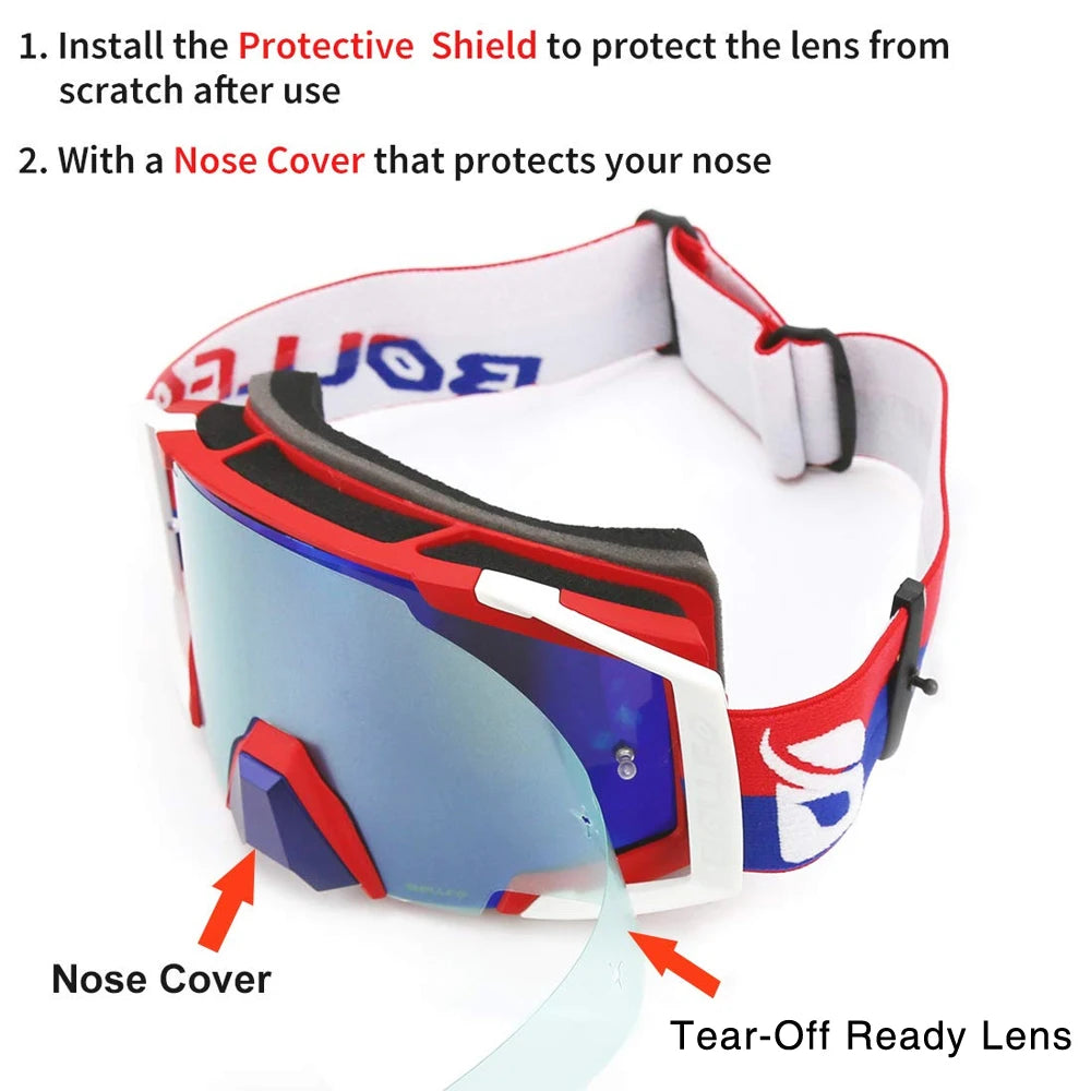 Youth MX Goggles with Tearoffs Windproof Motocross Glasses Men Dual-Cycle Defogging UV400 Protection Dirt Bike Enduro Goggles