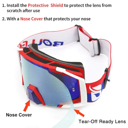 Youth MX Goggles with Tearoffs Windproof Motocross Glasses Men Dual-Cycle Defogging UV400 Protection Dirt Bike Enduro Goggles