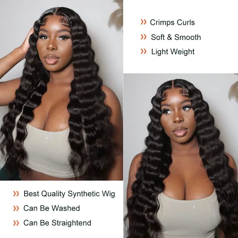 Lace Front Curly Wig Long Loose Deep Wave Synthetic Honey Blonde for Women Hair Replacement Natural Crimps Heat Resistant