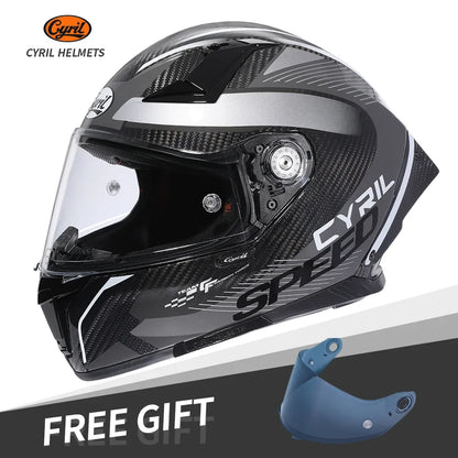 Unisex Lightweight Carbon Fiber Kevlar Full Face Motorcycle Street Bike Helmets Racing Helmet DOT ECE Approved CYRIL Casque Moto