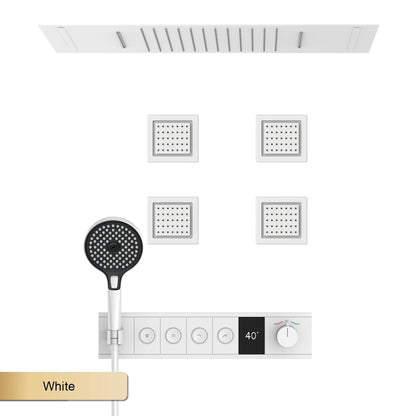 Ceiling Mounted LED Digital Display Thermostatic Shower System.Embedded waterfall style brass bathroom mixer for hot&cold water