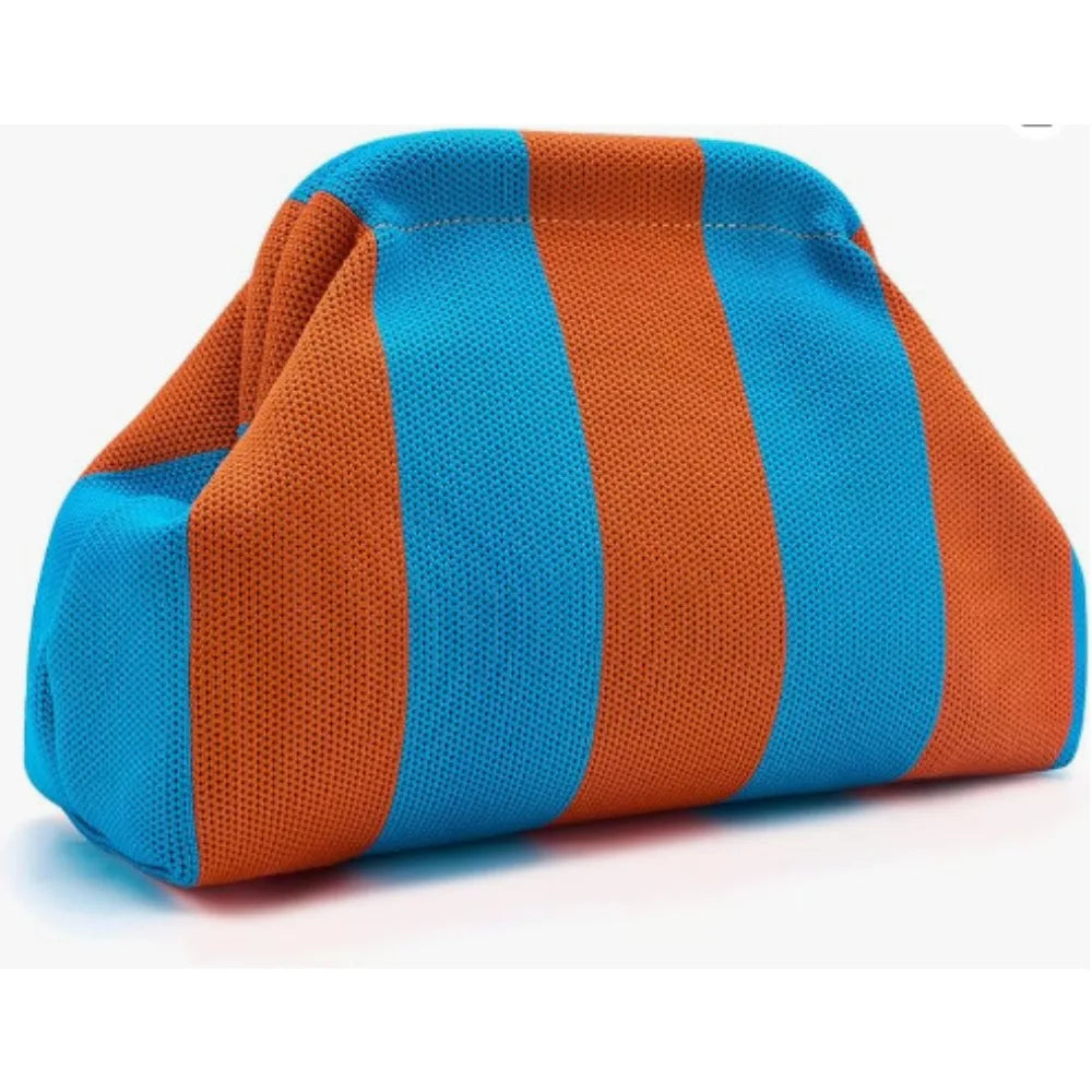 European and American trendy hot-selling women's striped makeup bag, knitted bag, girls' cloud beach clutch