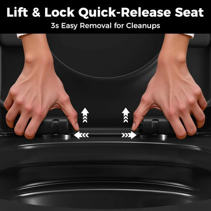 Compact Black One Piece Toilet with Soft-close Seat Lid, Power Dual Flush 1.2/1.85 GPF, Standard White Toilet Bowl,, Customized