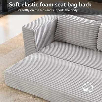 2 in 1 Convertible 56 Corduroy Cloud Loveseat Sofa, Memory Foam Couch in a Box, Easy Assembly for Small Spaces, Suitable for Hom