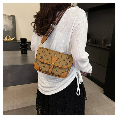 New Classic Texture Crossbody Bag Versatile Crossbody Bag High-End Underarm Bag Nurse Bag Wide Shoulder Strap Bag