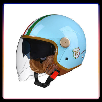 Daul Lens Open Face Motorcycle Helmets Retro Vintage Moto Jet Helmet Men Women DOT Unisex 3/4 Open Half Helm Cascos Para Motos